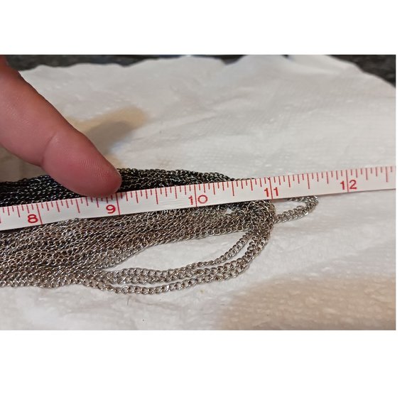 Hand Crafted Two Tone Multi Layer Chain Waterfall Cascade Bib Drape Necklace - Picture 6 of 7